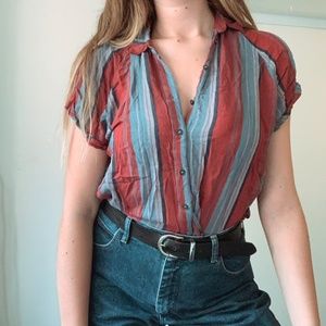 Urban Outfitters maroon/blue button down